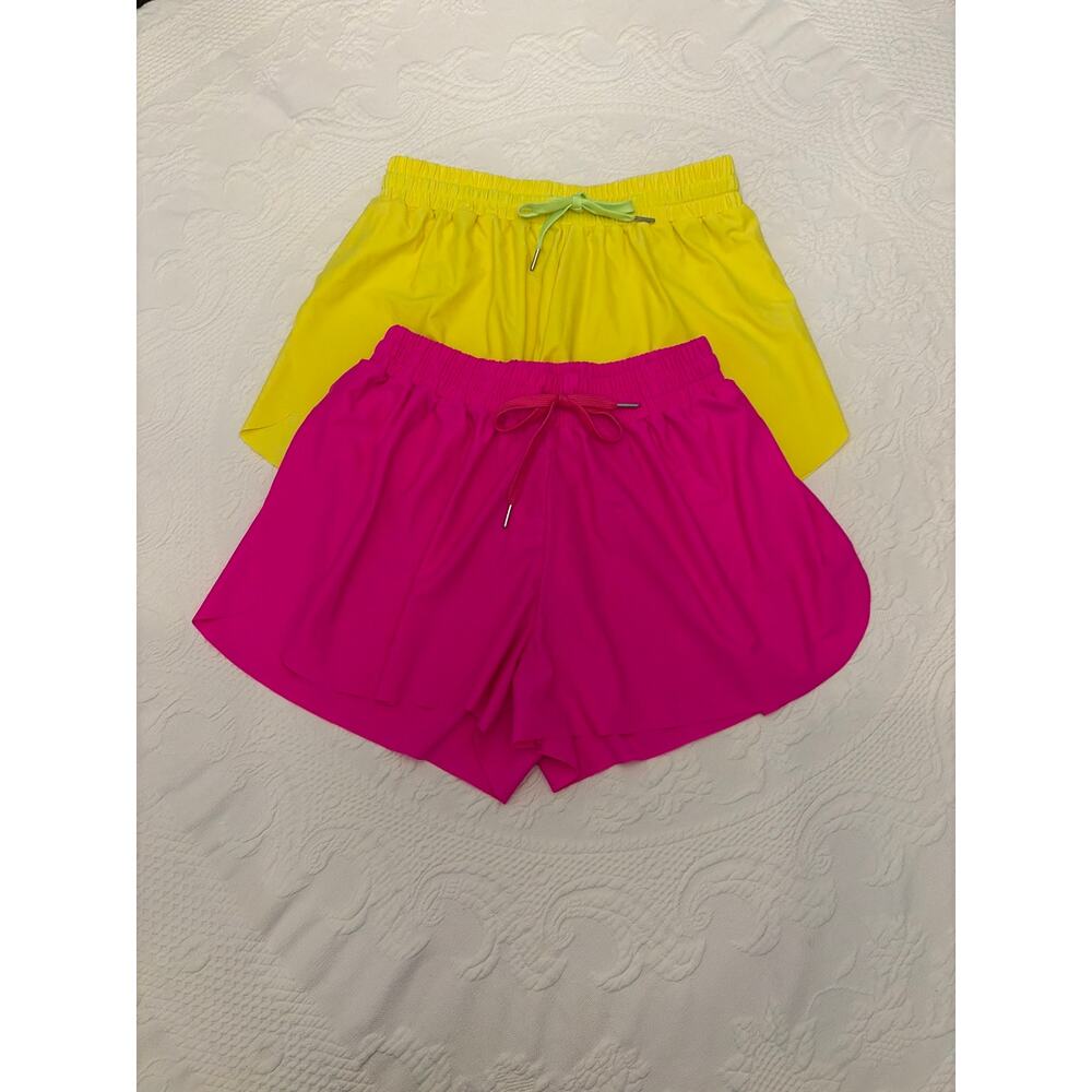 Lot of 2 Sporty Scalloped Leg Shorts Flowy Elastic Waist Size Large Summer Fun